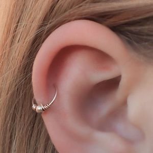 Wire wrapped helix hoop earring